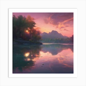 Sunset By The Lake 1 Art Print