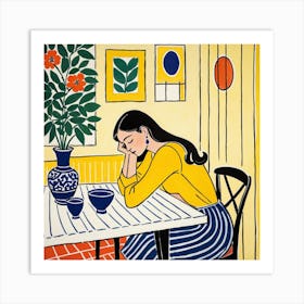 Woman At The Table 7 Art Print