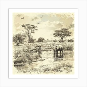 African Elephants Art Print