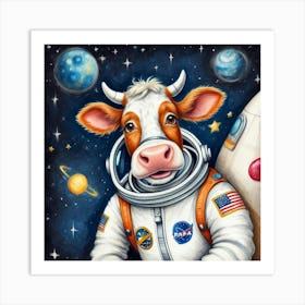 Cow In Space 11 Art Print