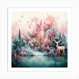 Winter Ballet: Fluid Christmas Deer Symphony Art Print