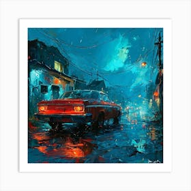 Car At Night Art Print