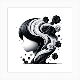 Black & White Chibi Style Art Art Print