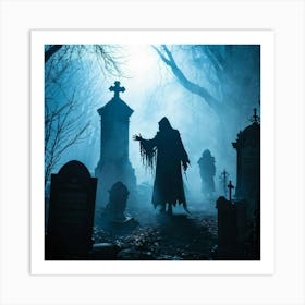 Silhouette Of A Daemon Enveloped In Fog Human Costumes Hinting At A Scary Presence Steam Rising To (1) Art Print