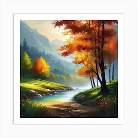 Autumn Landscape Painting 21 Art Print