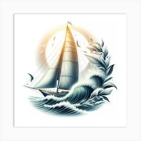 Sailboat In The Sea Art Print