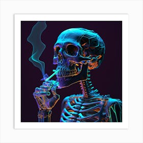 Skeleton Smoking A Cigarette Art Print