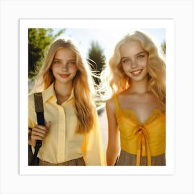 Two Girls In Yellow Dresses Art Print