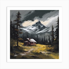 Cabin In The Mountains Art Print