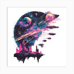 Space City.Generated AI. Wall Art Print 4 Poster