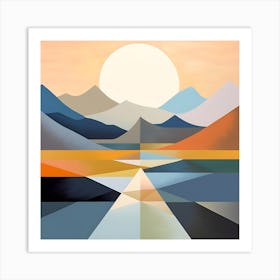 Abstract Landscape Wall Art Cool Colors Painting Art Print