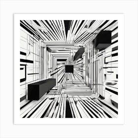 Vibrant Abstract Line Drawing With Bold Intersecting Strokes (6) Art Print