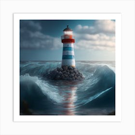 Lighthouse In The Ocean 1 Art Print