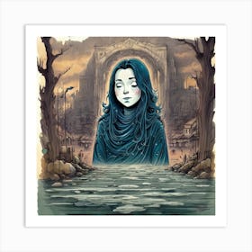 Girl In The Water Art Print