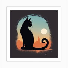 Silhouette Of A Cat Art Print