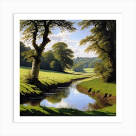 Stream In A Field Art Print