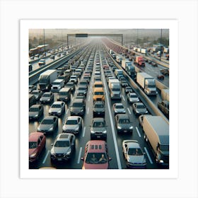 Traffic Jam On The Highway Art Print