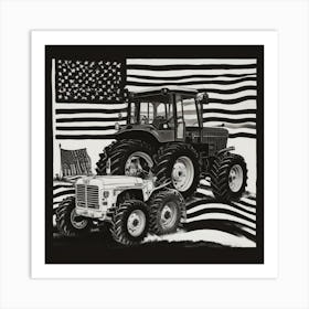 Tractor And Flag Art Print