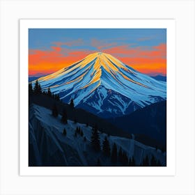 Mount Rainier At Sunset Art Print