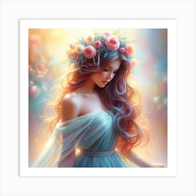 Beautiful Girl With Flowers 21 Art Print