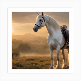 White Horse In The Field 1 Art Print