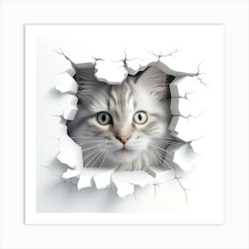 Cat Through A Hole 2 Art Print