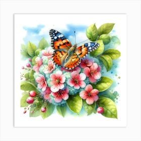 Butterfly On A Flower 6 Art Print