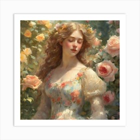 Garden Serenity Émile Vernon S Watercolor Portrait Of Blooming Roses And Lilies (8) Art Print