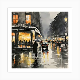 Rainy Night In Paris -oil painting Art Print