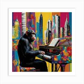 Piano chimp 4 Art Print