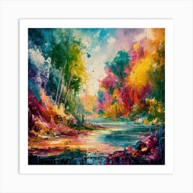 A stunning oil painting of a vibrant and abstract watercolor 4 Art Print