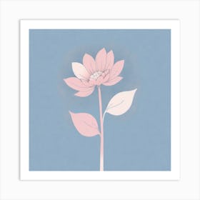 A White And Pink Flower In Minimalist Style Square Composition 36 Art Print