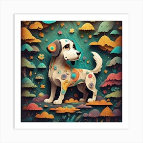 Dog In The Forest Art Print