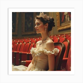 Elegant French Woman At A Grand Theatre, Watercolor With Dramatic And Refined Style 1 Art Print