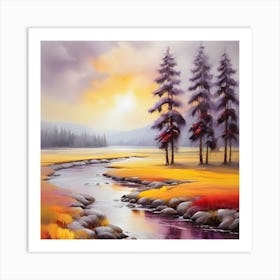 Sunset On The River Art Print