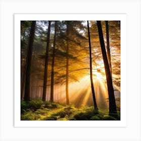 Sunrise In The Forest 39 Art Print