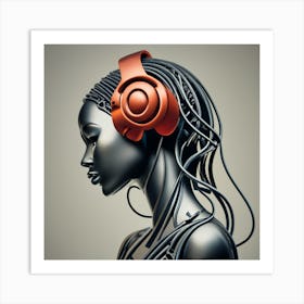 Woman With Headphones 57 Art Print