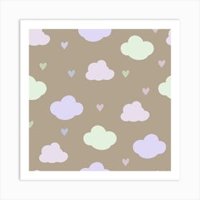 Baby boy blue clouds pattern Art Print