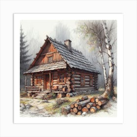 Cabin In The Woods Art Print