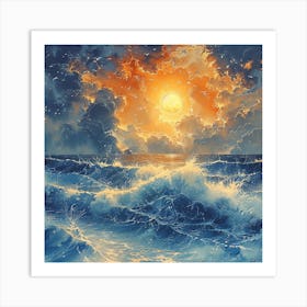 Sunset Over The Ocean 1 Art Print