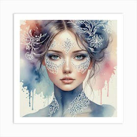 Watercolor Of A Girl 37 Art Print