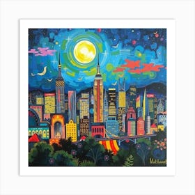 New York City At Night Art Print