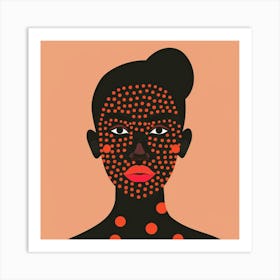 Portrait Of A Woman With Dots On Her Face Art Print