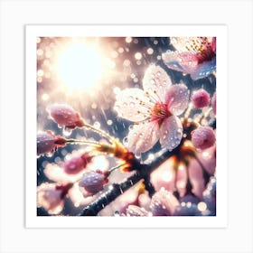 Cherry Blossoms In The Rain 3 Art Print