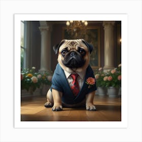 Pug In A Suit 1 Art Print