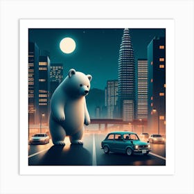 Polar Bear In The City Art Print