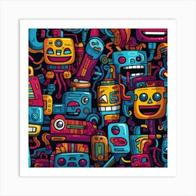 Robots Seamless Pattern Art Print