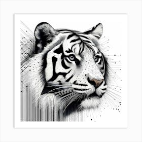 Tiger Head - Abstract Line Art Illustration 252 Art Print