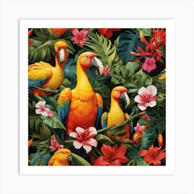 Tropical Parrots Art Print