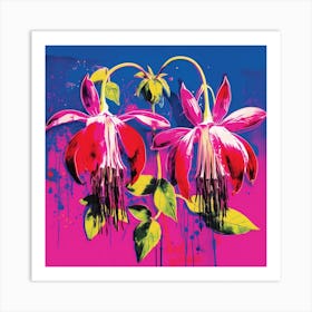Andy Warhol Style Pop Art Flowers Fuchsia 1 Square Art Print